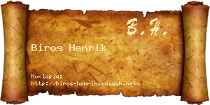 Biros Henrik névjegykártya